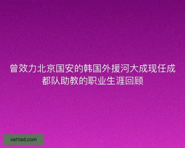 曾效力北京国安的韩国外援河大成现任成都队助教的职业生涯回顾