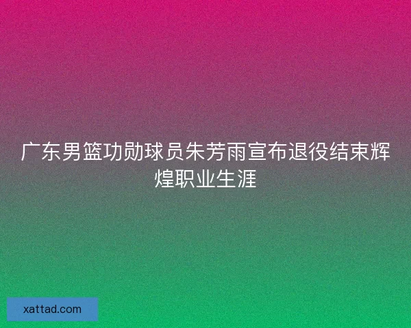 广东男篮功勋球员朱芳雨宣布退役结束辉煌职业生涯 广东男篮功勋球员朱芳雨宣布退役结束辉煌职业生涯