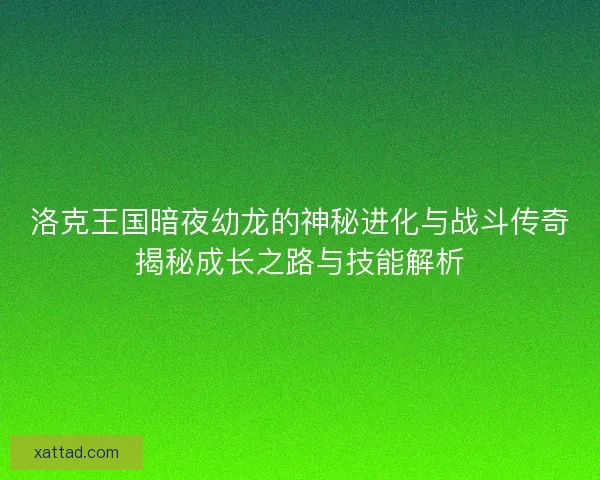 洛克王国暗夜幼龙的神秘进化与战斗传奇揭秘成长之路与技能解析